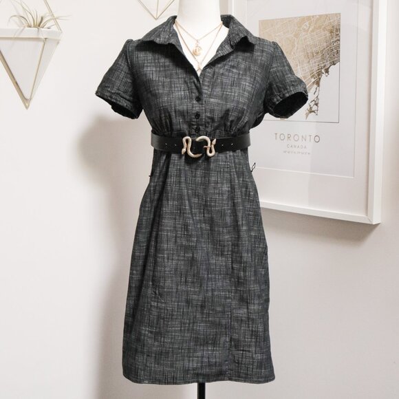 Ricki's Dresses & Skirts - Crosshatch Dark Grey Collared Office Babydoll Dress 🦭 RICKI'S